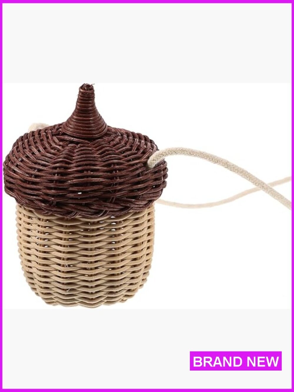 Woven Acorn Crossbody Bag Mini Eco Friendly Natural Straw Purse Summer Beach